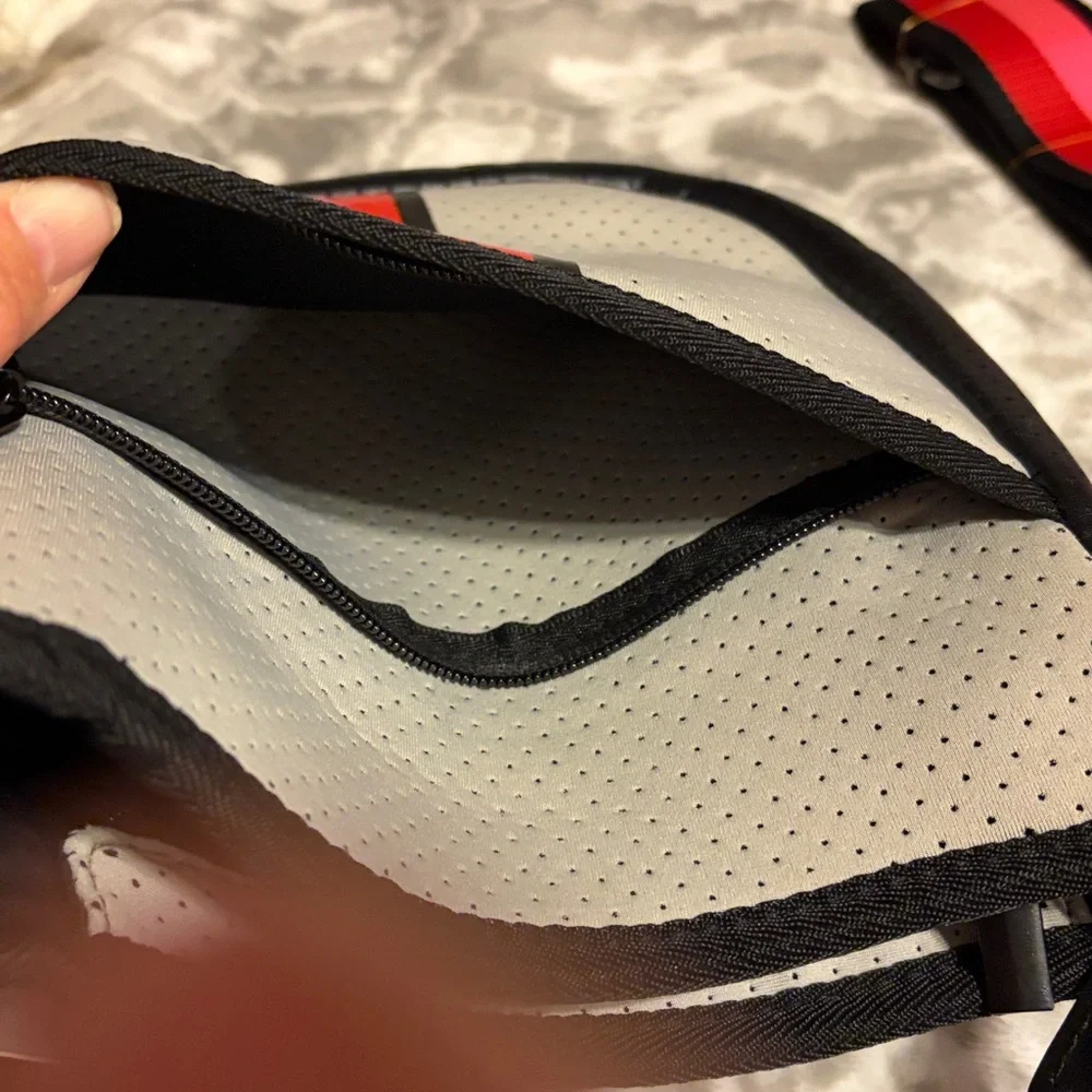 Haute shore brand.  Trendy Black and Gray Crossbody Bag with Pink Accents - Picture 6 of 8